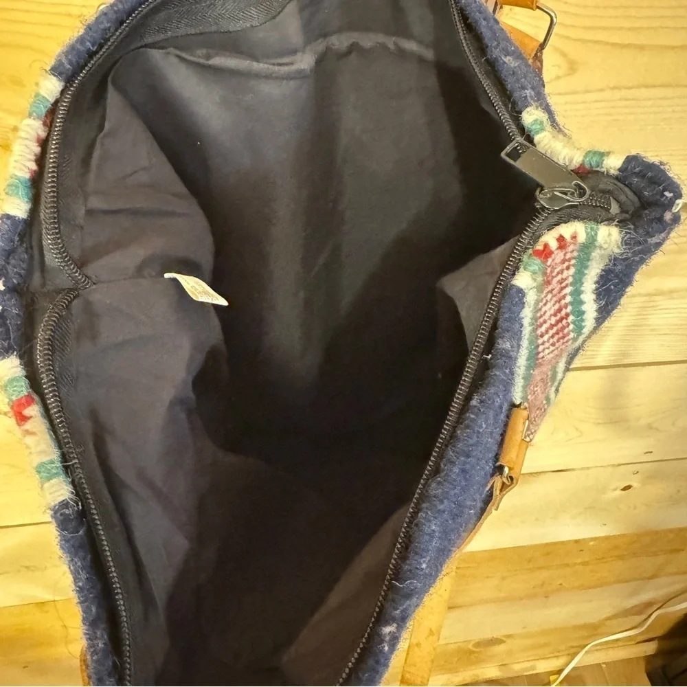 El Paso Saddle Blanket Co Blue Wool Southwestern Tote Bag